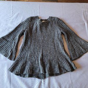 Gap, Black and White, Peplum and Bell Sleeve Sweater, Size S